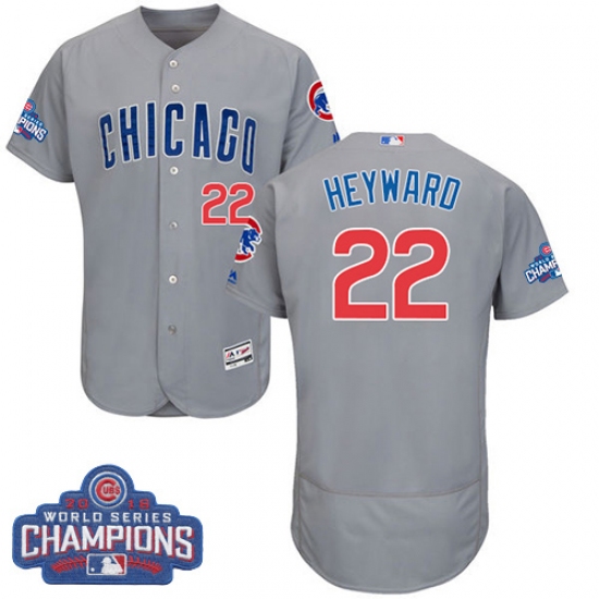 Men's Majestic Chicago Cubs 22 Jason Heyward Grey 2016 World Series Champions Flexbase Authentic Collection MLB Jersey