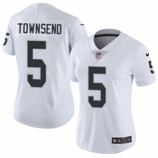 Women's Nike Oakland Raiders 5 Johnny Townsend White Vapor Untouchable Elite Player NFL Jersey