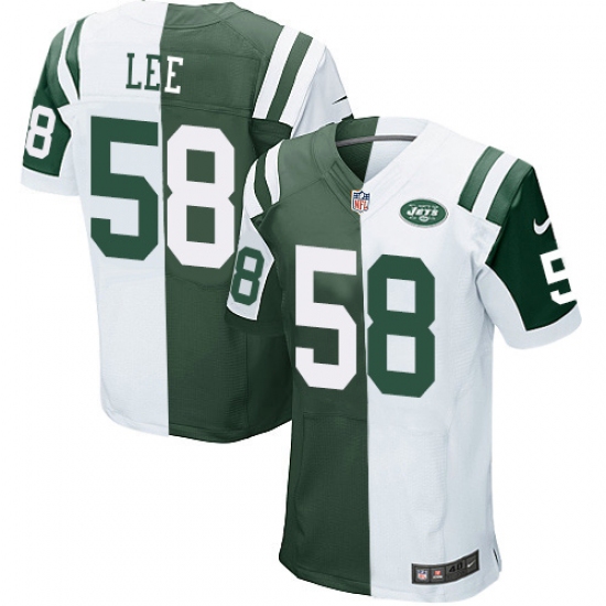 Men's Nike New York Jets 58 Darron Lee Elite Green/White Split Fashion NFL Jersey