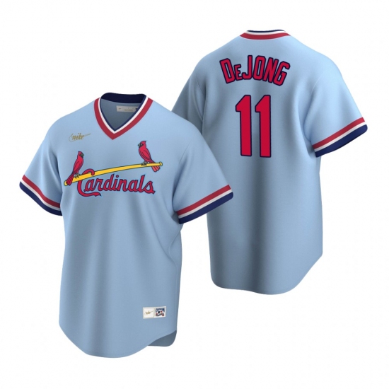 Men's Nike St. Louis Cardinals 11 Paul DeJong Light Blue Cooperstown Collection Road Stitched Baseball Jersey