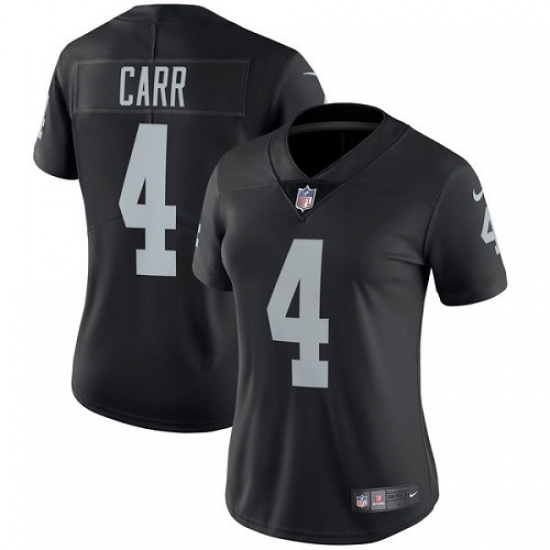 Women's Nike Oakland Raiders 4 Derek Carr Elite Black Team Color NFL Jersey