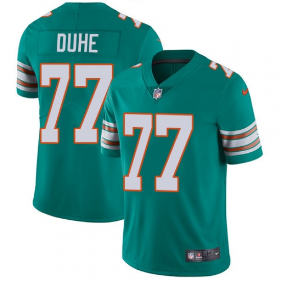 Men's Nike Miami Dolphins 77 Adam Joseph Duhe Aqua Green Alternate Vapor Untouchable Limited Player NFL Jersey