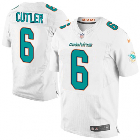 Men's Nike Miami Dolphins 6 Jay Cutler Elite White NFL Jersey