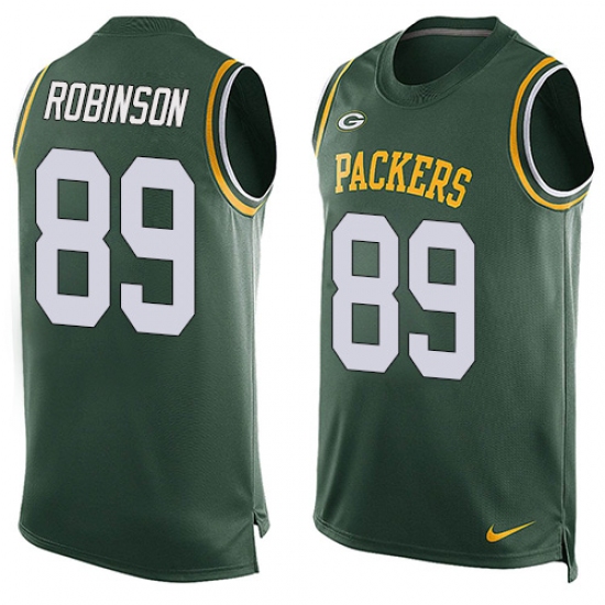Men's Nike Green Bay Packers 89 Dave Robinson Limited Green Player Name & Number Tank Top NFL Jersey