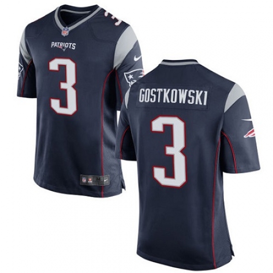 Men's Nike New England Patriots 3 Stephen Gostkowski Game Navy Blue Team Color NFL Jersey