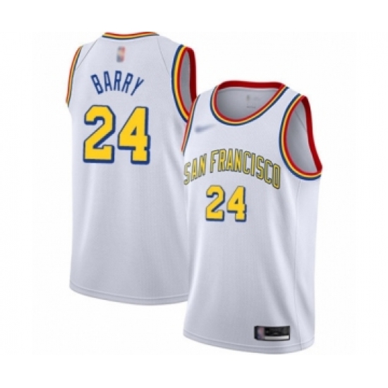 Men's Golden State Warriors 24 Rick Barry Authentic White Hardwood Classics Basketball Jersey - San Francisco Classic Edition