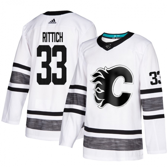 Men's Adidas Calgary Flames 33 David Rittich White 2019 All-Star Game Parley Authentic Stitched NHL Jersey