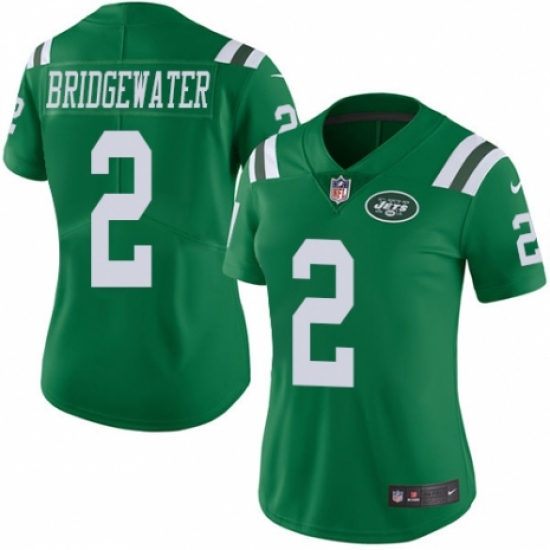 Women's Nike New York Jets 2 Teddy Bridgewater Limited Green Rush Vapor Untouchable NFL Jersey