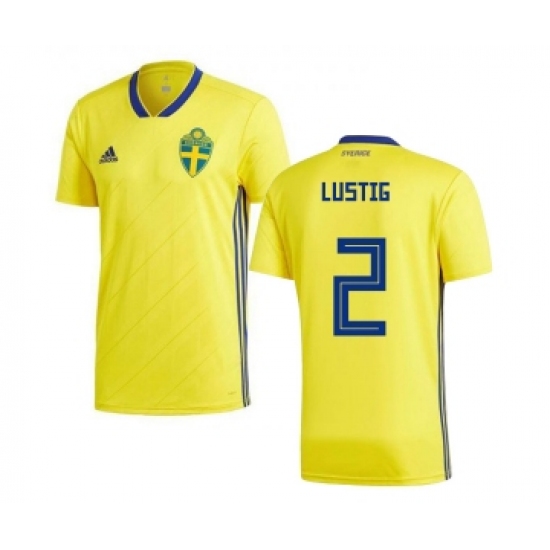 Sweden 2 Lustig Home Kid Soccer Country Jersey