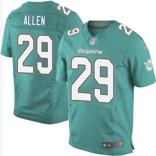 Men's Nike Miami Dolphins 29 Nate Allen Elite Aqua Green Team Color NFL Jersey