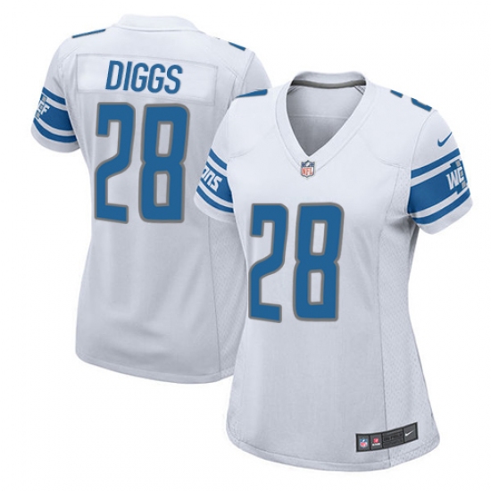 Women's Nike Detroit Lions 28 Quandre Diggs Game White NFL Jersey