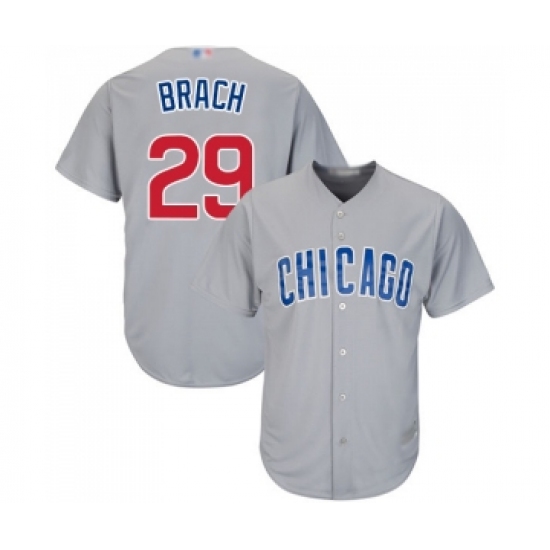 Men's Chicago Cubs 29 Brad Brach Replica Grey Road Cool Base Baseball Jersey