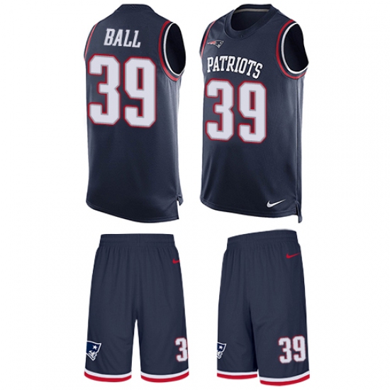 Men's Nike New England Patriots 39 Montee Ball Limited Navy Blue Tank Top Suit NFL Jersey