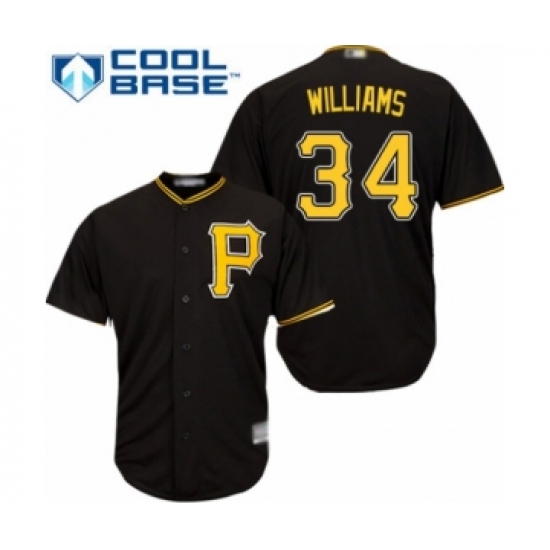 Youth Pittsburgh Pirates 34 Trevor Williams Replica Black Alternate Cool Base Baseball Player Jersey