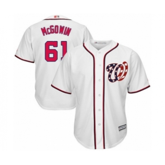 Youth Washington Nationals 61 Kyle McGowin Authentic White Home Cool Base Baseball Player Jersey