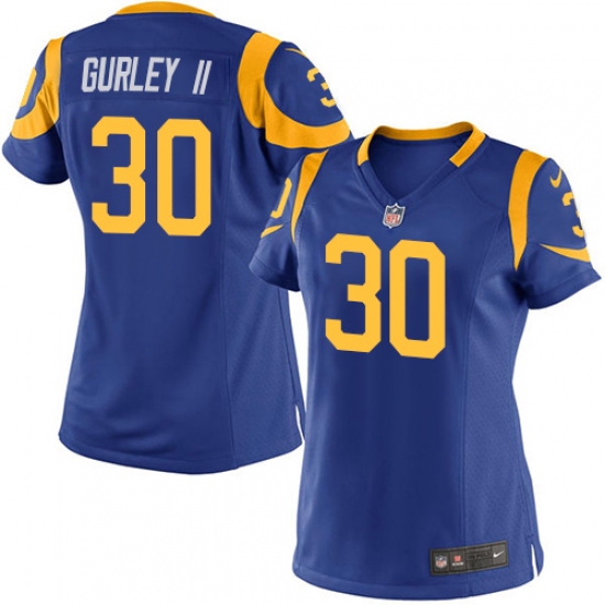 Women's Nike Los Angeles Rams 30 Todd Gurley Game Royal Blue Alternate NFL Jersey