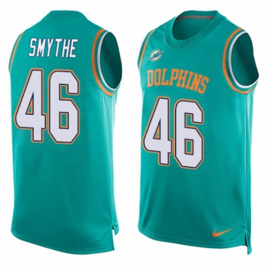 Men's Nike Miami Dolphins 46 Durham Smythe Limited Aqua Green Player Name & Number Tank Top NFL Jersey
