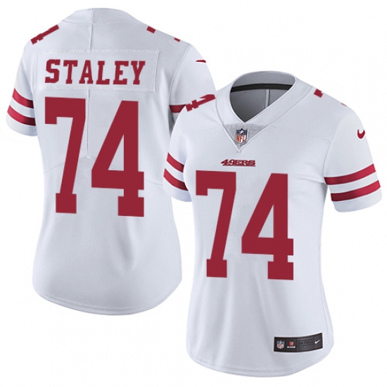 Women's Nike San Francisco 49ers 74 Joe Staley Elite White NFL Jersey