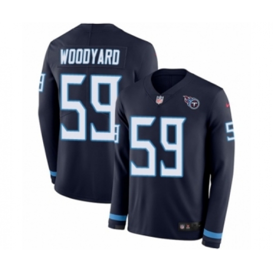 Youth Nike Tennessee Titans 59 Wesley Woodyard Limited Navy Blue Therma Long Sleeve NFL Jersey