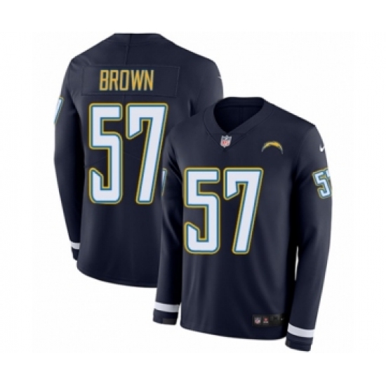 Men's Nike Los Angeles Chargers 57 Jatavis Brown Limited Navy Blue Therma Long Sleeve NFL Jersey