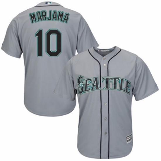 Men's Majestic Seattle Mariners 10 Mike Marjama Replica Grey Road Cool Base MLB Jersey