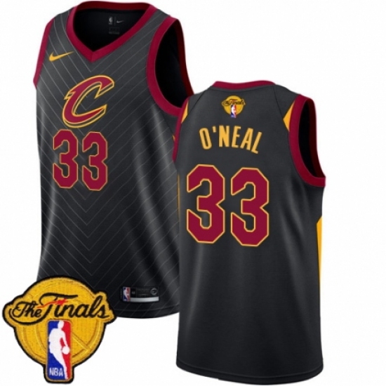 Men's Nike Cleveland Cavaliers 33 Shaquille O'Neal Authentic Black 2018 NBA Finals Bound NBA Jersey Statement Edition