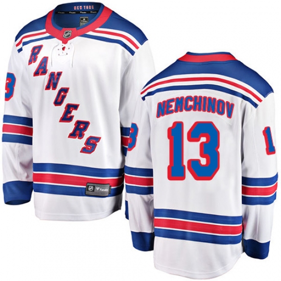 Men's New York Rangers 13 Sergei Nemchinov Fanatics Branded White Away Breakaway NHL Jersey