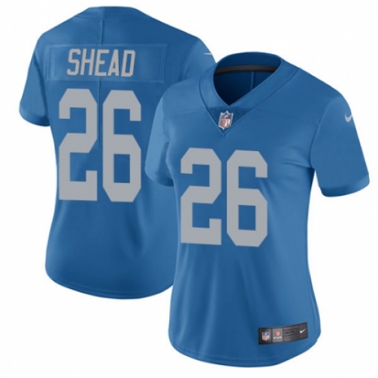 Women's Nike Detroit Lions 26 DeShawn Shead Blue Alternate Vapor Untouchable Limited Player NFL Jersey