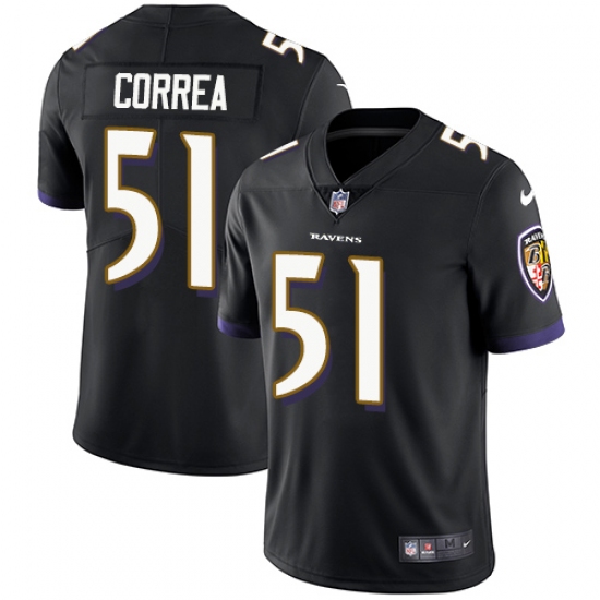 Men's Nike Baltimore Ravens 51 Kamalei Correa Black Alternate Vapor Untouchable Limited Player NFL Jersey