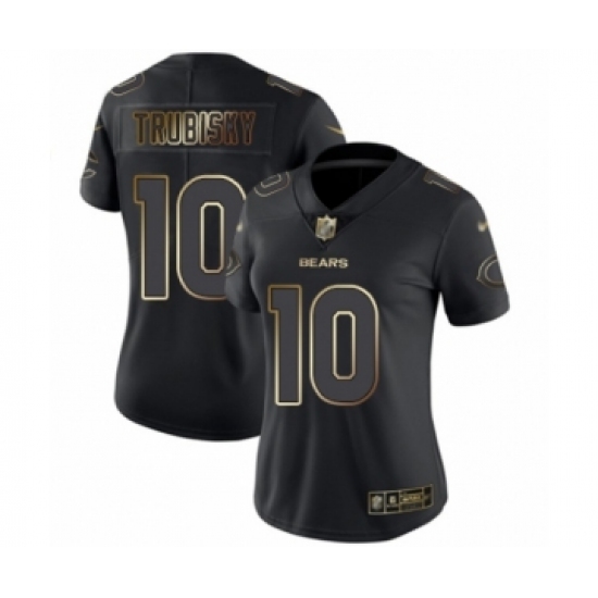 Women's Chicago Bears 10 Mitchell Trubisky Black Gold Vapor Untouchable Limited Football Jersey