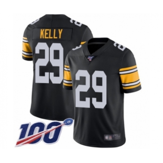 Men's Pittsburgh Steelers 29 Kam Kelly Black Alternate Vapor Untouchable Limited Player 100th Season Football Jersey