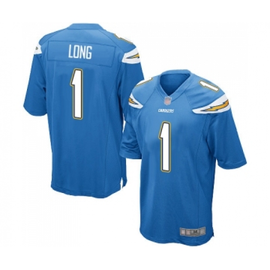 Men's Los Angeles Chargers 1 Ty Long Game Electric Blue Alternate Football Jersey
