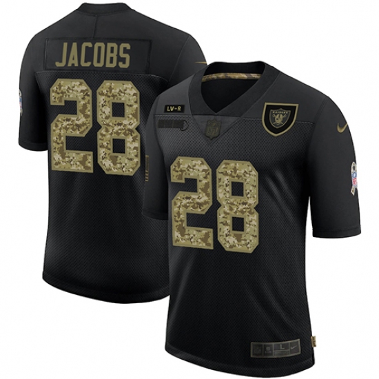 Men's Oakland Raiders 28 Josh Jacobs Camo 2020 Salute To Service Limited Jersey