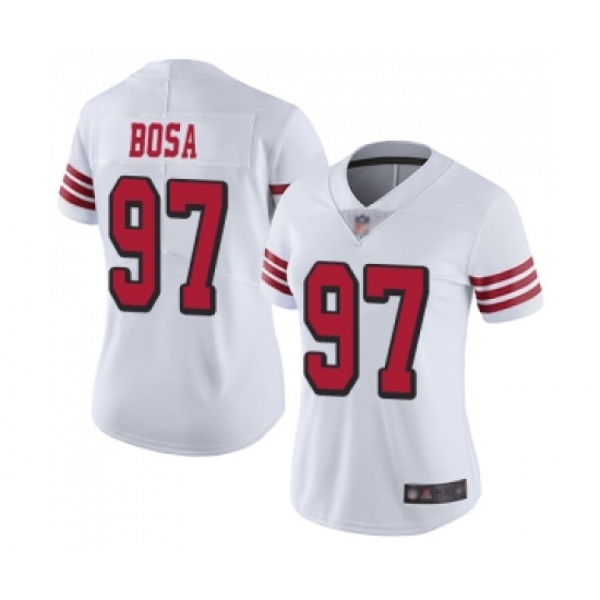 Women's San Francisco 49ers 97 Nick Bosa Limited White Rush Vapor Untouchable Football Jersey