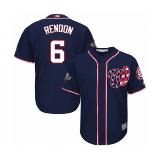 Youth Washington Nationals 6 Anthony Rendon Authentic Navy Blue Alternate 2 Cool Base 2019 World Series Bound Baseball Jersey