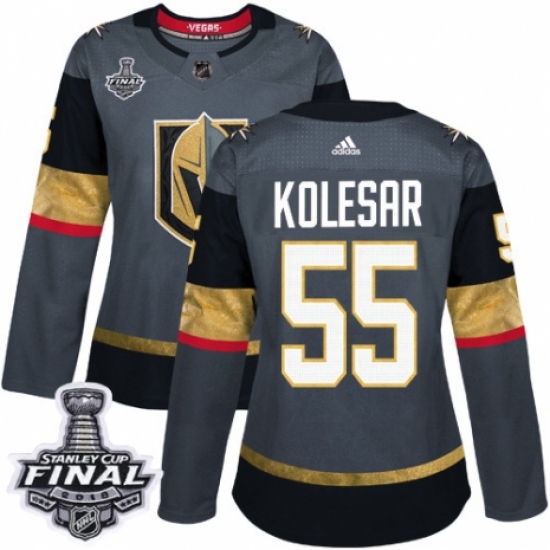 Women's Adidas Vegas Golden Knights 55 Keegan Kolesar Authentic Gray Home 2018 Stanley Cup Final NHL Jersey