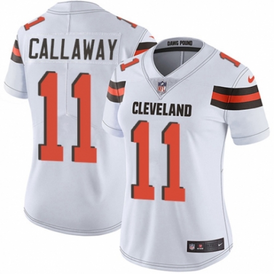 Women's Nike Cleveland Browns 11 Antonio Callaway White Vapor Untouchable Limited Player NFL Jersey