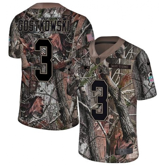 Men's Nike New England Patriots 3 Stephen Gostkowski Camo Rush Realtree Limited NFL Jersey