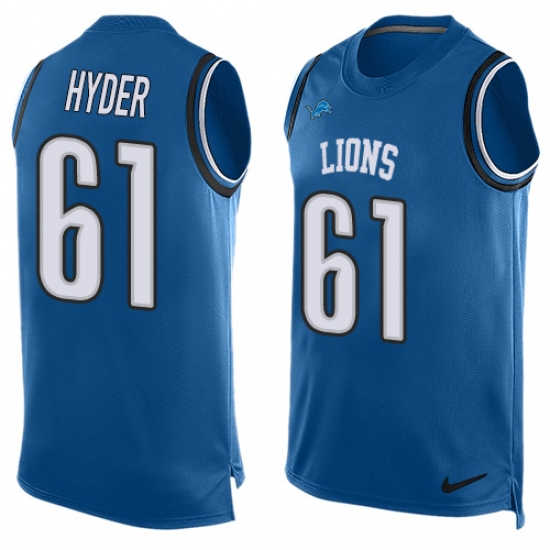 Men's Nike Detroit Lions 61 Kerry Hyder Limited Light Blue Player Name & Number Tank Top NFL Jersey
