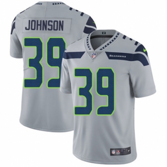 Men's Nike Seattle Seahawks 39 Dontae Johnson Grey Alternate Vapor Untouchable Limited Player NFL Jersey