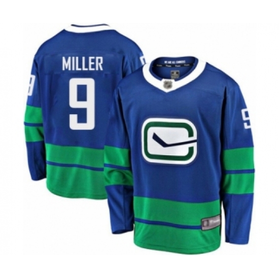 Men's Vancouver Canucks 9 J.T. Miller Fanatics Branded Royal Blue Alternate Breakaway Hockey Jersey