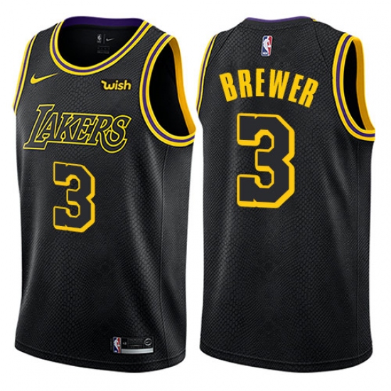 Women's Nike Los Angeles Lakers 3 Corey Brewer Swingman Black NBA Jersey - City Edition