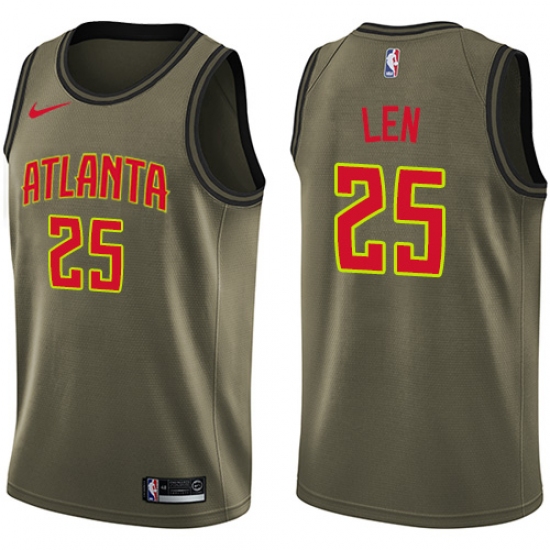 Men's Nike Atlanta Hawks 25 Alex Len Swingman Green Salute to Service NBA Jersey