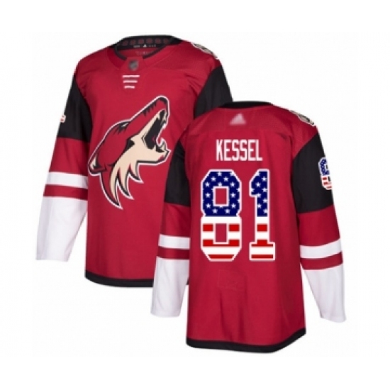 Men's Arizona Coyotes 81 Phil Kessel Authentic Red USA Flag Fashion Hockey Jersey