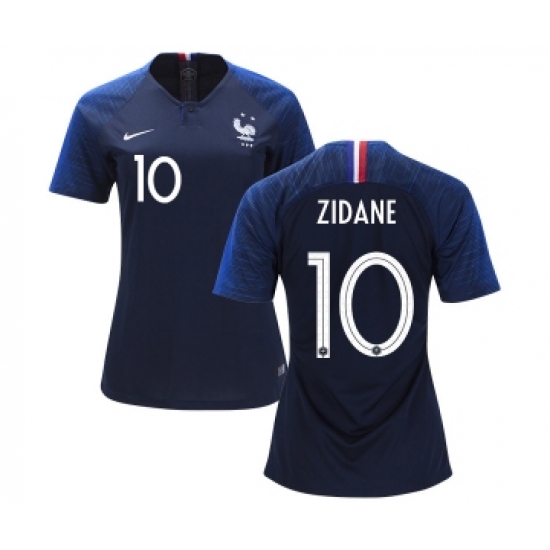 Women's France 10 Zidane Home Soccer Country Jersey