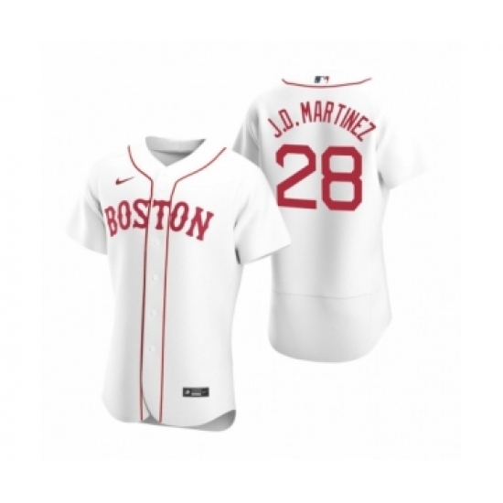 Men's Boston Red Sox 28 J.D. Martinez Nike White Authentic 2020 Alternate Jersey