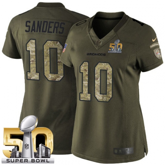 Women's Nike Denver Broncos 10 Emmanuel Sanders Elite Green Salute to Service Super Bowl 50 Bound NFL Jersey