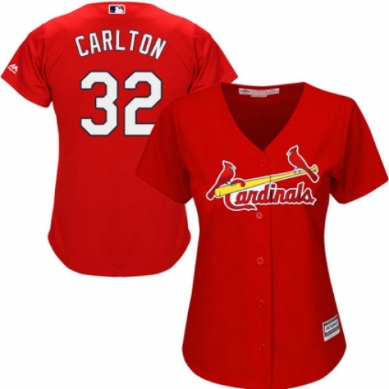 Women's Majestic St. Louis Cardinals 32 Steve Carlton Replica Red Alternate Cool Base MLB Jersey