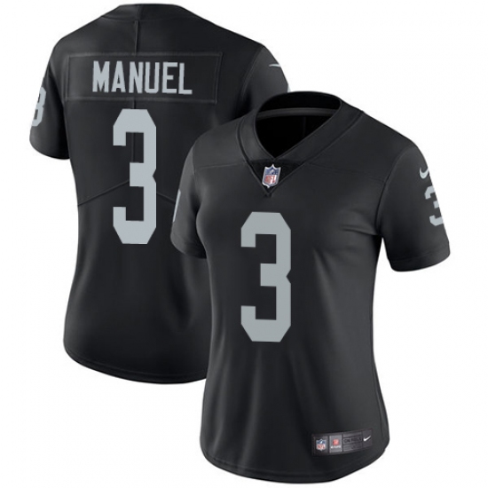 Women's Nike Oakland Raiders 3 E. J. Manuel Black Team Color Vapor Untouchable Limited Player NFL Jersey