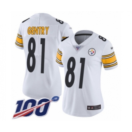 Women's Pittsburgh Steelers 81 Zach Gentry White Vapor Untouchable Limited Player 100th Season Football Jersey